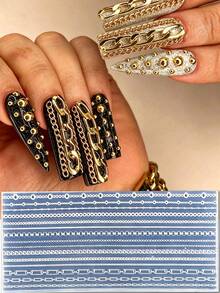 1pc 3D Chain Nail Silicone Mold Multiple Chain Design Nail Template For DIY Y2K Punk Jewelry Nail Art Decoration Manicure Tools - Clear - View 2