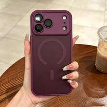 Casing Ponsel Magnetik Matte Perlindungan 360°, Kompatibel dengan iPhone 18 Pro 18 Pro Max, dengan Pelindung Lensa, Casing Pelindung Silikon Seluruh Tepi, Kompatibel dengan 17 Pro Max 16 Pro Max 16e 17e 15 14 Plus 13 12 Mini 11 - Merah ceri - View 1
