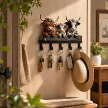 3pcs Highland Cow Metal Kitchen Hooks, Farm Animal Decorative Hanging Hooks, Suitable For Kitchen Entryway, Spoon, Towel, Pot Rack, Keys, Bag Hooks, Country Style, Decorative Hanging Rack - Multicolor - View 10