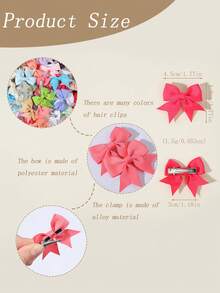 10pcs Classic Earth Tone Bow Hair Clips Set, Ribbed Elastic Hair Accessories, Simple Daily Hair Ornaments For Girls - Mixed color - View 9