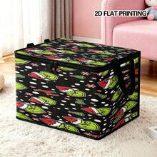 The Grinch 1pc Green Furry Christmas Foldable Storage Box With Lid, Dust-Proof Clothes Organizer, Large Capacity Clothes & Toys Storage Box, Home Storage Box, Car Storage Box, Multi-Functional Storage Box, Christmas Gift For Family And Friends, Halloween Costume Prop - Multi-color - View 11