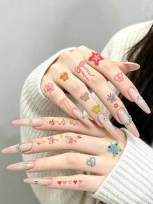 STARTTOOS Sweet Cute Y2K Rainbow Butterfly Star Heart Pattern Mini Tattoo Sticker For Fingers, Behind Ears And Small Areas, 1pc - Multicolor - View 5