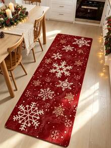 1pc Snowflake Pattern Christmas Runner Rug, Hallway Carpet, Suitable For Hallway, Porch, Kitchen, Laundry Room, Bedroom Bedside, Farmhouse, Living Room, Patio, Shoe Entry, Balcony, Entrance, Leisure Area, Multi-Area Use, Christmas Gift Decoration, Home Decor Room Decoration, Hallway Runner Rug - Multicolor - View 4