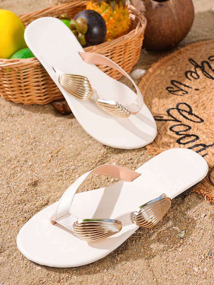 Latest Fashion Women's Flat Sandals For Beach, Vacation, Date, Outing, Party, Spring/Summer - White - View 1