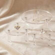 Transparent Acrylic Round Display Stand, Round Storage Rack & Jewelry Display Pedestal, High Transparency Thickened Tripod Base, Suitable For Toys, Perfume Decor & Display Cabinet - Multi-color - View 4