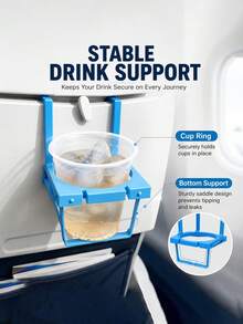 2-In-1 Foldable Stand & Phone Holder, Beverage Tray Accessory, Fits Most Airline Seat Trays, Suitable For Phone/Can/Cup - Multicolor - View 5