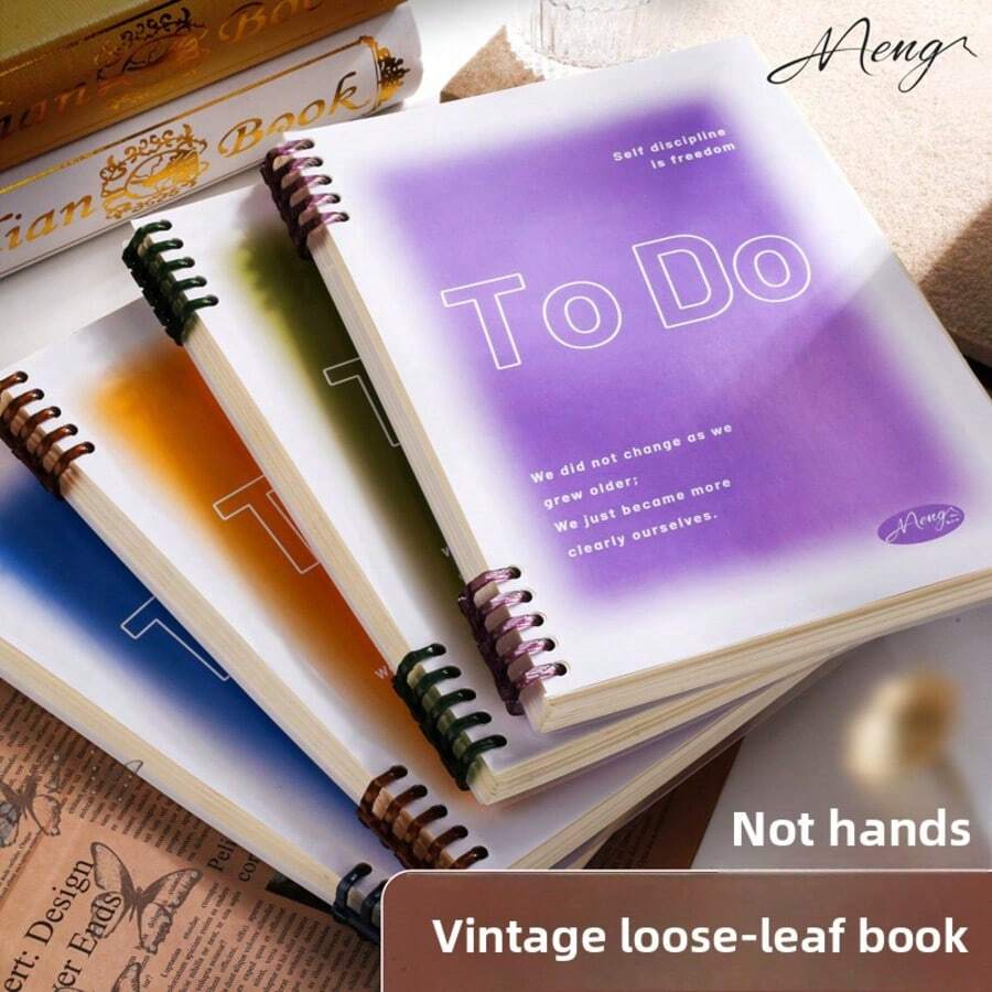 Gradient Loose Leaf Notebook, Blank Notebook, A5 Loose Leaf Notebook Shell, Retro Diary, High Aesthetics, B5 Cover - Notebook - View 1