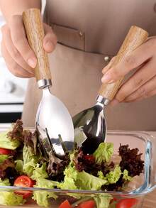 1PC Matte 304 Stainless Steel Conical Salad Bowl 19/21/25cm, Wooden Handle Salad Serving Fork Set, Restaurant Fruit Vegetable Mixing Bowl, Used For Pasta, Chips, Desserts, Home Western Style Plating Tableware - View 11