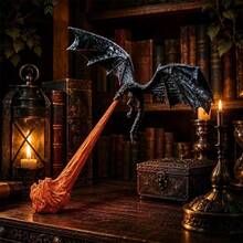 3D Printed Flying Dragon Decor, Red & Blue Flame Ornament, Fantasy Bookshelf Corner Decoration, Reading Room Display, Unique Gift For Book Lovers - Multicolor - View 8