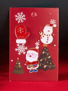 6/9pcs Christmas Element Design Cute Brooch, Suitable For Women's Daily Wear, Holiday Events, Gift Giving - Multicolor - View 2