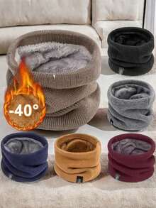 Fashionable Soft Knitted Neck Warmer, Neutral Thick Fleece Sports Scarf, Warm And Windproof, Suitable For Winter Skating, Running, Cycling, Skiing And Outdoor Activities - Multicolor - View 1