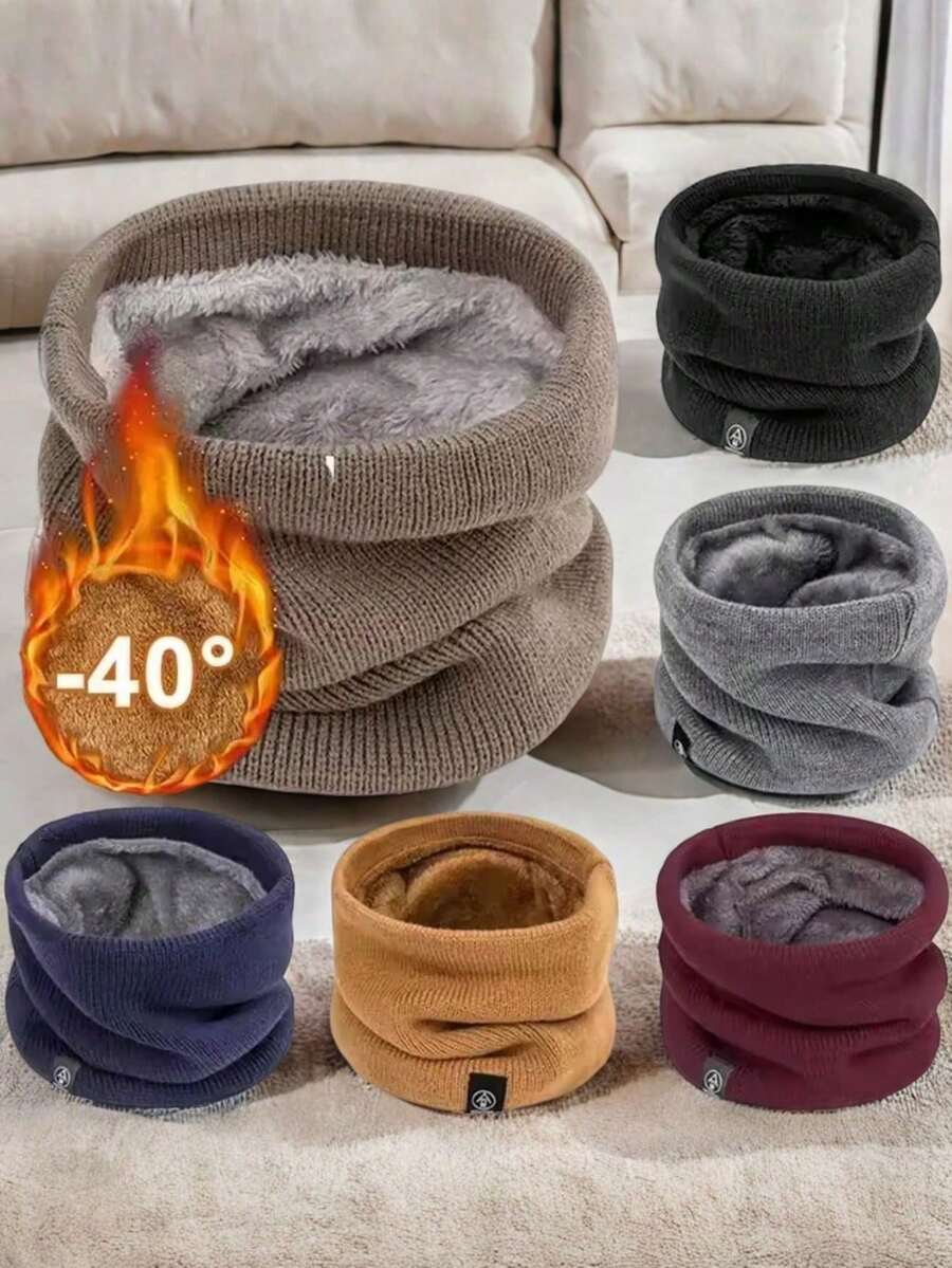 Fashionable Soft Knitted Neck Warmer, Neutral Thick Fleece Sports Scarf, Warm And Windproof, Suitable For Winter Skating, Running, Cycling, Skiing And Outdoor Activities - Multicolor - View 1