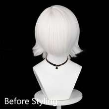 White Men Synthetic Short Straight Wigs With Bangs Heat Resistant Anime Game Cosplay Fluffy Wig For Daily Party, Halloween - White - View 2