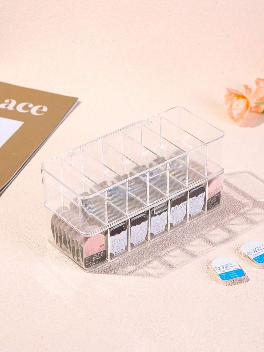 1/2pcs Daily Disposable Contact Lens Storage Box, Large Capacity Transparent Dust-Proof Storage Box - Clear - View 1