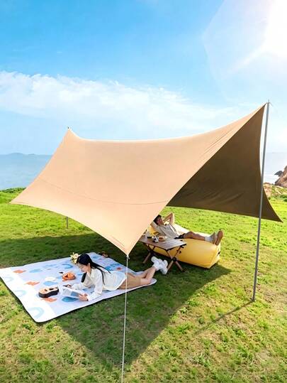 Black‑Coated Canopy Tent, Quick‑Setup Outdoor Sun Shelter, Full‑Set Camping Equipment, UV‑Protection Shade Canopy For Camping, Hiking, Park & Mountain Use