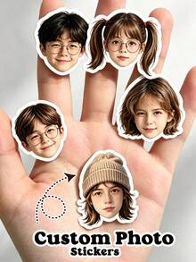 35pcs 3.5-5.5cm Custom Face Stickers Sheet Personalized Photo Waterproof Personalized Photo, People & Pets, Face Stickers From Picture, Custom Decals For Cups, Water Bottles, Laptops, Party Favors - Multicolor - View 1