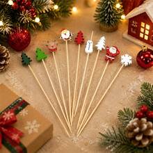 100Pcs Christmas Party Picks, Party & Event Supplies. Ideal For Christmas Party Decorations. Assorted Designs With Branches, Snowflakes, Snowmen, Reindeer And More Patterns. - Multiple Styles - View 6