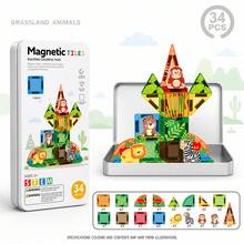 33/39pcs Magnetic Building Blocks - Mini Magnetic Tiles 5 Themes Set, Travel Portable Iron Box, Montessori Educational Learning DIY Toy, STEM Creative Assembly Game, Sensory Toy, Suitable For Boys And Girls Birthday Party Gift, Classroom Prize, Halloween, Christmas Gift - Multicolor - View 15