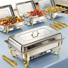 Stainless Steel Multi-Function Baking Tray, Food Warmer, Hot Pot Stove, Standard Size Buffet Chafing Dish, Includes Lid, Food Tray And Fuel Rack, Suitable For Hotel, Restaurant, Outdoor Use, - A - View 2