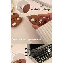 1PC/Cute Cartoon Mini Retractable Utility Knife, Kawaii Decorative Pocket Box Cutter, Quick & Convenient For Unpacking Parcels, Portable Envelope Opener, Office School Stationery Gift For Girls - A - View 7