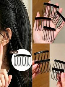 1/4/8pcs Practical Hair Accessories, Invisible Hair Combs, Side Volumizing Hair Clips, Small Bangs Hair Clips, Top Volumizing Clips, For Hairstyling, Makeup Fixing And Holiday Gift Hair Accessories - Black - View 2
