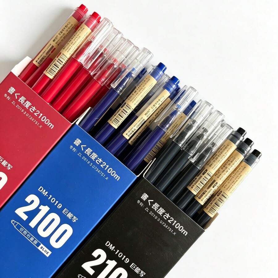 6pcs Ultra-Smooth Large Capacity Gel Pens - Black, Red, Blue Ink, 0.5mm ST Tip, Carbon Ballpoint Pens, Smooth Writing, Quick Drying, Anti-Clogging, Writing Length Approx. 2100m, Suitable For Diary, Office And School