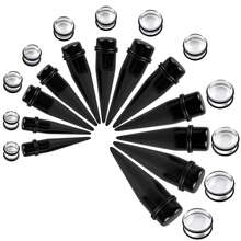 36pcs Titanium Steel Ear Tunnels/Plugs Set, Unisex Punk Taper Stretching Piercing Jewelry Accessories, Fashion Body Piercing Gift Suitable For Any Occasion - 36-piece Pointed Cone Ear Expander Set - View 18