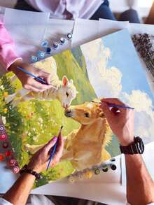 1pc Horses And Sheep DIY Oil Painting By Numbers, Canvas Painting DIY Crafts, Adult Home Decoration, Holiday Gift. - Sets - View 3