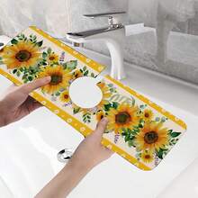 1 buah Keset Penyerap Keran Wastafel, Motif Bunga Matahari, Keset Drainase, Cocok Untuk Wastafel Dapur, Kamar Mandi, Meja Dapur, Keset Drainase, Bahan Tanah Diatom, Dapat Dipotong, Keset Cepat Kering - MultiWarna - View 10