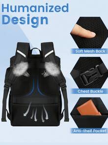 NEWHEY Travel Laptop Backpack For Men 15.6 Inch Business Laptop Backpack With USB Charging Port And Headphone Interface Computer Backpack For College Work - Multicolor - View 8