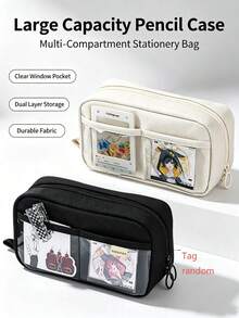 Large Capacity Pencil Case, Multi-Compartment Stationery Storage Bag With Transparent Window, Portable Desktop Organizer, Aesthetic Multi-Layer Design Makeup Bag, Suitable For Office, Travel And Daily Use, Back To School Gift - Multicolor - View 4