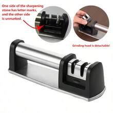 1pc 2-Stage Knife Sharpener, Coarse And Fine Grinding Slots, Detachable Grinding Head, Stainless Steel Kitchen Knife Sharpening Tool, Stable Base, Suitable For Home Cooking - Multicolor - View 11