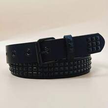 A Men's Solid Color Punk Belt With Sequins, Inlaid Rhinestones, Rock Fashion Belt For Men And Women - Multicolor - View 5