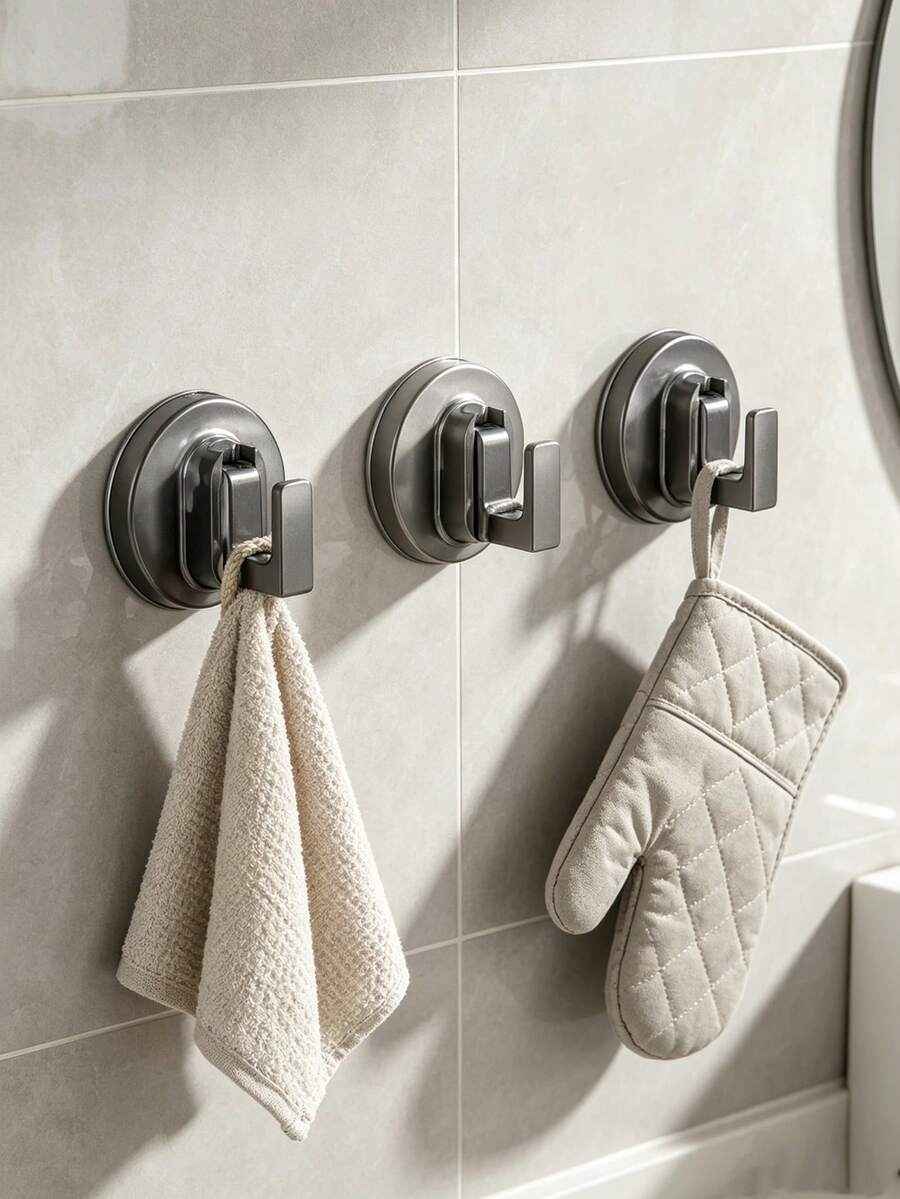 1pc Strong Suction Cup Hook, Vacuum No-Drill Removable Adhesive Hook For Home, Kitchen, Bathroom, Toilet - Multicolor - View 1