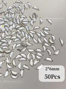 Pack Of 50 K9 Clear Nail Stones – Flat-Back, Fancy Cut (Select Shape & Size) – Nail Art Parts / DIY Decoration - White - View 9