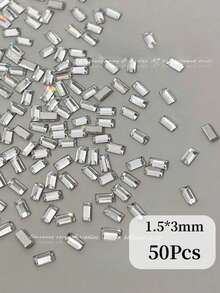 Pack Of 50 K9 Clear Nail Stones – Flat-Back, Fancy Cut (Select Shape & Size) – Nail Art Parts / DIY Decoration - White - View 6