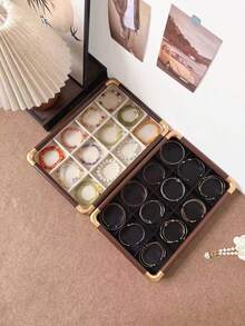 1pc Luxury Vintage Jewelry Tray, Multi-Compartment Design, Ring Earring Bracelet Beads Storage Tray, Stackable, Vanity Jewelry Display Organizer Box, Exquisite High-End Home Jewelry Organizer Tray - Multicolor - View 2
