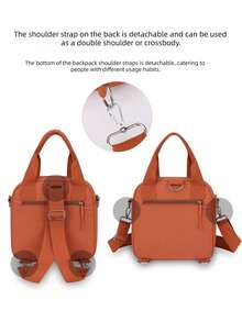 Women's Multi-Functional Compact Handbag, Convertible To Shoulder Bag And Backpack, With Adjustable Shoulder Strap, Multi-Compartment Design, Minimalist Style, Suitable For Moms - Multicolor - View 8