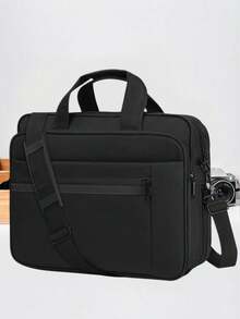 15.6 Inch Waterproof Laptop Bag, Expandable Briefcase, Unisex Messenger Bag, Suitable For Business Travel And College, Grey, Padded Tech Compartment - Multicolor - View 12