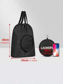 Extra Large Capacity Drawstring Foldable Laundry Bag, Includes Multi-Purpose Transparent Storage Bag, Rectangular Woven Clothing Storage Bag, Suitable For Home & Travel, Includes Shoe Storage Bag - Multicolor - View 3