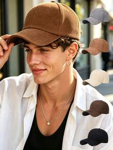 1 Pc Baseball Cap Unisex Casual Dad Hat,Sports Travel And Daily Street Look, 5-Color, Thick, Corduroy Material, Fashion-Forward - Multicolor - View 1