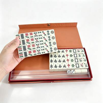 Travel Essential Mahjong Set: 144 Dice, Durable Compact ABS Material - Classic Fun, Suitable For Travelers Aged 14 And Above, Small Mahjong