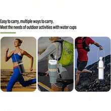1pc Adjustable Silicone Water Bottle Handle Strap&1 Chain Woven Hand-Held Strap - Universal Fit For Tumblers, Quick-Release Buckle & Non-Slip Grip, Portable Carry Sling - Multicolor - View 4