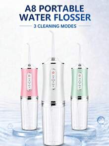 Alat Pembersih Gigi Portabel Isi Ulang untuk Penggunaan di Rumah, Tangki Air Transparan 230ml, Baterai 800mAh, Mode Lembut/Normal/Pulsa, 4 Nozel yang Dapat Diganti, Desain Tahan Air IPX7 - MultiWarna - View 1