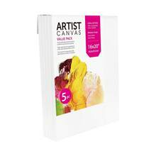 Studio Stretched Canvas, 100% Cotton Acid Free White Canvas, 16"X20", 5 Pieces, Academic Canvas, Great Chioce For Beginners And Hobbyists Of All Skill Levels. - 1 - View 1