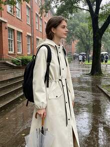 Women's Long Hooded Raincoat Outdoor Windproof Rain Jacket Coat - Women's Raincoat - View 11