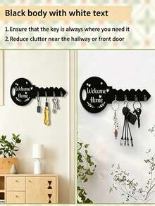 1pc Wall Mount Rack With Shelf & Hooks, Boho Floral Wooden Key Holder Rustic Space-Saving Storage Organizer, Hanging Shelf For Keys Coats Small Sundries, Chic Farmhouse Home Decor Ornament For Hallway Porch Kitchen Office Daily Entrance Storage - Multicolor - View 8
