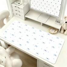 Blue Polka Dot Cute Bow Y2K Style Waterproof Anti-Slip PU Leather Desk Mat Full Screen Protection Mouse Pad - View 4
