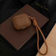 Korean Style Minimalist Rhombus Faux Leather Solid Color + Rope Earphone Case Compatible With AirPods Pro 3 New Pro 2 Protective Cover Pro Cute Apple 4 Minimalist 3 Personalized 1/2 Generation Girls Earphone Case Protective Cover Spring/Summer Earphone Case/Birthday Gift/Holiday Gift - Multicolor - View 8