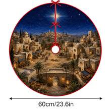1pc Bethlehem Ancient City Scene Pattern Christmas Tree Skirt, Elegant Color Holiday Decor, 5 Sizes, Unisex Holiday Gift, Suitable For Home And Party Christmas Home Decoration - Bethlehem Ancient City Market - View 13